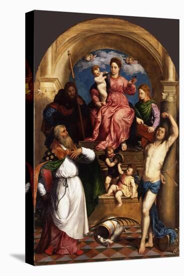 Enthroned Madonna with Child and Saints, Ca 1530-Paris Bordone-Stretched Canvas