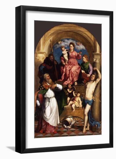 Enthroned Madonna with Child and Saints, Ca 1530-Paris Bordone-Framed Giclee Print