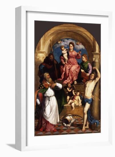 Enthroned Madonna with Child and Saints, Ca 1530-Paris Bordone-Framed Giclee Print