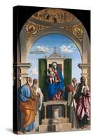 Enthroned Madonna with Child and Saints Peter, Romuald, Benedict and Paul, Ca 1595-Giovanni Battista Cima Da Conegliano-Stretched Canvas