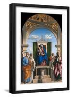 Enthroned Madonna with Child and Saints Peter, Romuald, Benedict and Paul, Ca 1595-Giovanni Battista Cima Da Conegliano-Framed Giclee Print