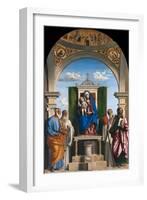 Enthroned Madonna with Child and Saints Peter, Romuald, Benedict and Paul, Ca 1595-Giovanni Battista Cima Da Conegliano-Framed Giclee Print