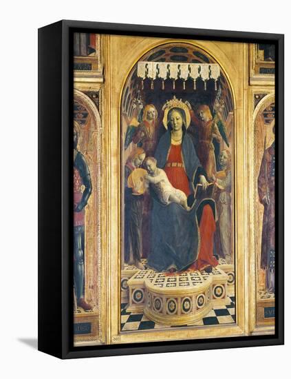 Enthroned Madonna with Child Between Angels with Musical Instruments-Vincenzo Foppa-Framed Stretched Canvas