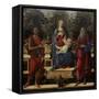 Enthroned Maria with Child with John the Baptist and John the Evangelist-Sandro Botticelli-Framed Stretched Canvas