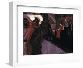 Enthroned Messalina (With Roman Centurion and Men in to gas)-Henri de Toulouse-Lautrec-Framed Art Print