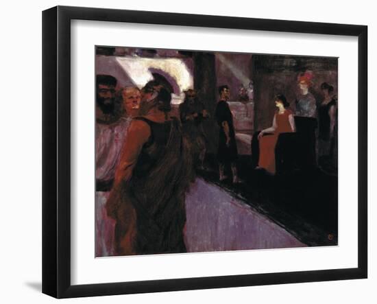 Enthroned Messalina (With Roman Centurion and Men in to gas)-Henri de Toulouse-Lautrec-Framed Art Print