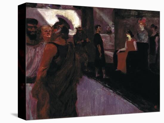 Enthroned Messalina (With Roman Centurion and Men in to gas)-Henri de Toulouse-Lautrec-Stretched Canvas