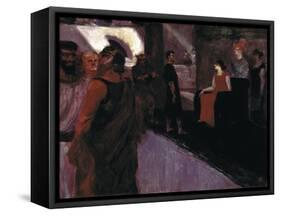Enthroned Messalina (With Roman Centurion and Men in to gas)-Henri de Toulouse-Lautrec-Framed Stretched Canvas