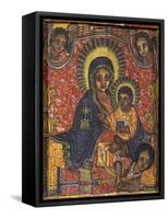 Enthroned Virgin with Child and Angels, Detail from Triptych. Ethiopia, 18th-19th Century-null-Framed Stretched Canvas
