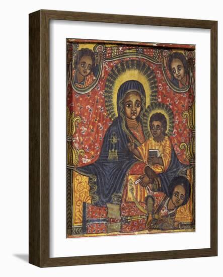 Enthroned Virgin with Child and Angels, Detail from Triptych. Ethiopia, 18th-19th Century-null-Framed Giclee Print