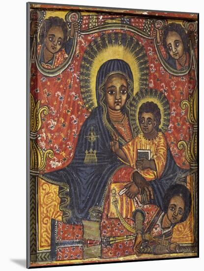 Enthroned Virgin with Child and Angels, Detail from Triptych. Ethiopia, 18th-19th Century-null-Mounted Giclee Print