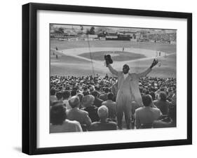 Enthusiastic Fan Cheering in Stands During Cuban Baseball Game-Mark Kauffman-Framed Photographic Print