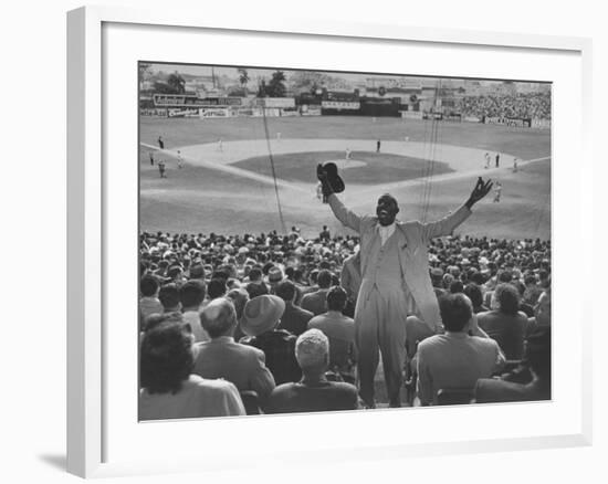 Enthusiastic Fan Cheering in Stands During Cuban Baseball Game-Mark Kauffman-Framed Photographic Print