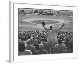 Enthusiastic Fan Cheering in Stands During Cuban Baseball Game-Mark Kauffman-Framed Photographic Print