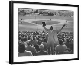 Enthusiastic Fan Cheering in Stands During Cuban Baseball Game-Mark Kauffman-Framed Photographic Print