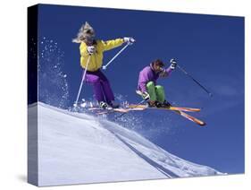 Enthusiastic Skiers-null-Stretched Canvas