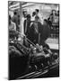 Enthusiasts Admiring Chromed Roadster Ford with a Cadillac Engine That Took 5 Years to Build-Ralph Crane-Mounted Photographic Print