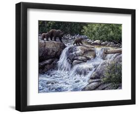 Entiat Falls-Grizzly Family-Jeff Tift-Framed Giclee Print