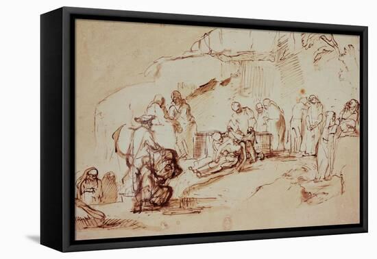 Entombment of Christ-Rembrandt van Rijn-Framed Stretched Canvas