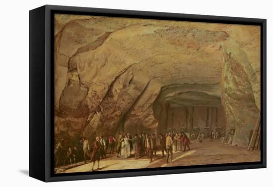 Entrance and Interior of a Cave Used as a Warehouse for Salt in Dieppedalle, C.1798-Jean-Pierre Houel-Framed Stretched Canvas