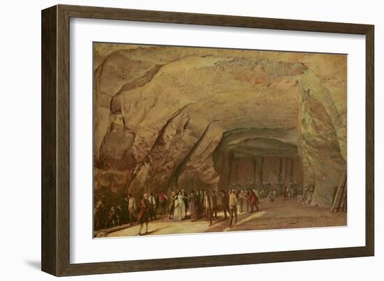 Entrance and Interior of a Cave Used as a Warehouse for Salt in Dieppedalle, C.1798-Jean-Pierre Houel-Framed Giclee Print