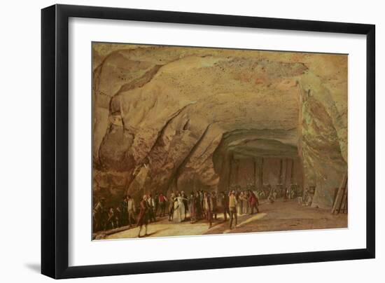 Entrance and Interior of a Cave Used as a Warehouse for Salt in Dieppedalle, C.1798-Jean-Pierre Houel-Framed Giclee Print