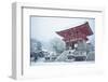 Entrance gate of Kiyomizu-dera Temple during snow storm, UNESCO World Heritage Site, Kyoto, Japan,-Damien Douxchamps-Framed Photographic Print