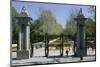 Entrance gate to the Parque del Retiro in Madrid, Spain-null-Mounted Art Print