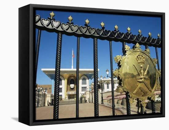 Entrance Gate with Shield, Sultan's Palace, Walled City of Muscat, Muscat, Oman, Middle East-Ken Gillham-Framed Stretched Canvas