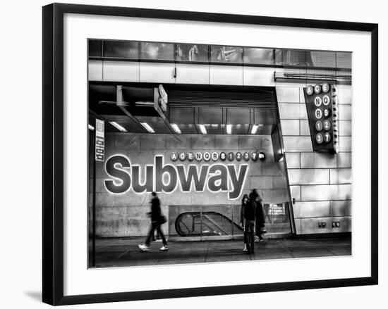 Entrance of a Subway Station in Times Square - Urban Street Scene by Night - Manhattan - New York-Philippe Hugonnard-Framed Photographic Print