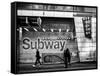 Entrance of a Subway Station in Times Square - Urban Street Scene by Night - Manhattan - New York-Philippe Hugonnard-Framed Stretched Canvas