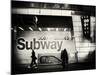Entrance of a Subway Station in Times Square - Urban Street Scene by Night - Manhattan - New York-Philippe Hugonnard-Mounted Photographic Print