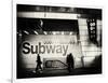 Entrance of a Subway Station in Times Square - Urban Street Scene by Night - Manhattan - New York-Philippe Hugonnard-Framed Photographic Print