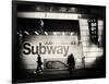 Entrance of a Subway Station in Times Square - Urban Street Scene by Night - Manhattan - New York-Philippe Hugonnard-Framed Photographic Print