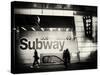 Entrance of a Subway Station in Times Square - Urban Street Scene by Night - Manhattan - New York-Philippe Hugonnard-Stretched Canvas