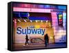 Entrance of a Subway Station in Times Square - Urban Street Scene by Night - Manhattan - New York-Philippe Hugonnard-Framed Stretched Canvas