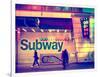 Entrance of a Subway Station in Times Square - Urban Street Scene by Night - Manhattan - New York-Philippe Hugonnard-Framed Photographic Print