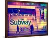 Entrance of a Subway Station in Times Square - Urban Street Scene by Night - Manhattan - New York-Philippe Hugonnard-Framed Photographic Print