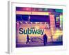 Entrance of a Subway Station in Times Square - Urban Street Scene by Night - Manhattan - New York-Philippe Hugonnard-Framed Photographic Print