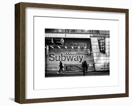 Entrance of a Subway Station in Times Square - Urban Street Scene by Night - Manhattan - New York-Philippe Hugonnard-Framed Art Print