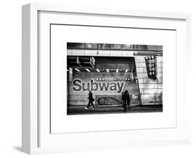 Entrance of a Subway Station in Times Square - Urban Street Scene by Night - Manhattan - New York-Philippe Hugonnard-Framed Art Print