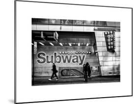 Entrance of a Subway Station in Times Square - Urban Street Scene by Night - Manhattan - New York-Philippe Hugonnard-Mounted Art Print