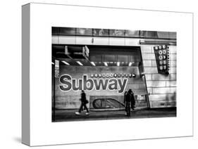 Entrance of a Subway Station in Times Square - Urban Street Scene by Night - Manhattan - New York-Philippe Hugonnard-Stretched Canvas