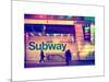 Entrance of a Subway Station in Times Square - Urban Street Scene by Night - Manhattan - New York-Philippe Hugonnard-Mounted Art Print