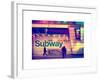 Entrance of a Subway Station in Times Square - Urban Street Scene by Night - Manhattan - New York-Philippe Hugonnard-Framed Art Print