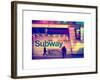 Entrance of a Subway Station in Times Square - Urban Street Scene by Night - Manhattan - New York-Philippe Hugonnard-Framed Art Print