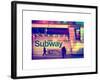 Entrance of a Subway Station in Times Square - Urban Street Scene by Night - Manhattan - New York-Philippe Hugonnard-Framed Art Print