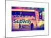 Entrance of a Subway Station in Times Square - Urban Street Scene by Night - Manhattan - New York-Philippe Hugonnard-Mounted Art Print