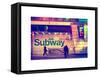 Entrance of a Subway Station in Times Square - Urban Street Scene by Night - Manhattan - New York-Philippe Hugonnard-Framed Stretched Canvas