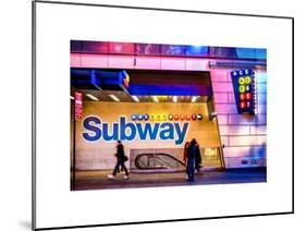 Entrance of a Subway Station in Times Square - Urban Street Scene by Night - Manhattan - New York-Philippe Hugonnard-Mounted Art Print